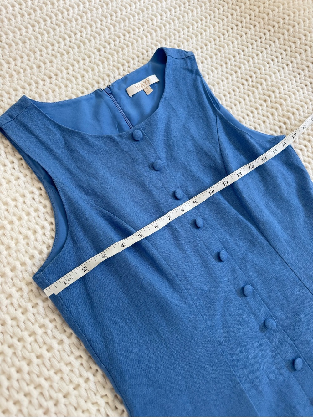 Wayf Blue Sleeveless Button-Front Drop-Waist Mini Dress - Picture 4 of 5